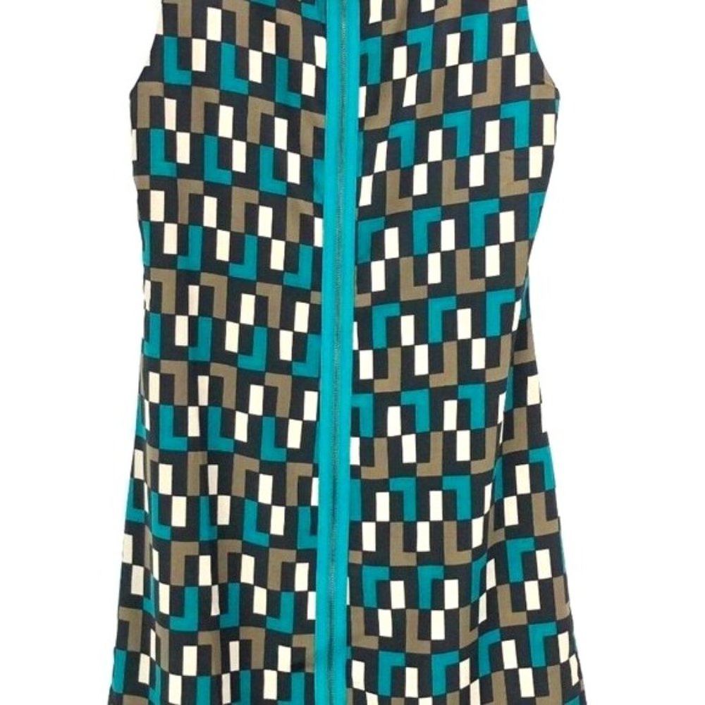 Geometric Mod Back Zipper | Retro Sleeveless Shift Dress | Abstract | Halloween - Picture 4 of 4